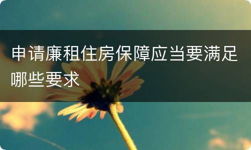 申请廉租住房保障应当要满足哪些要求