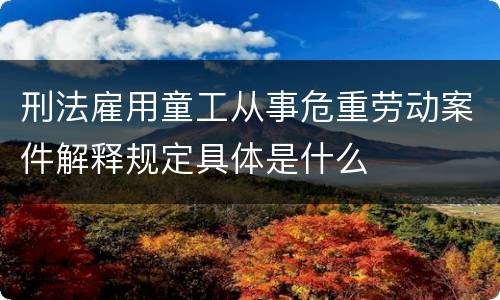 刑法雇用童工从事危重劳动案件解释规定具体是什么
