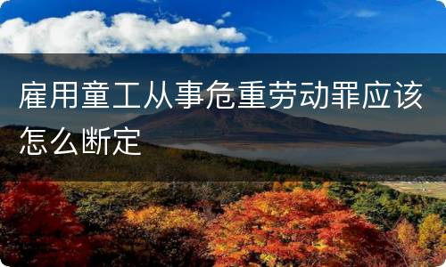雇用童工从事危重劳动罪应该怎么断定