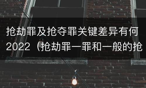 抢劫罪及抢夺罪关键差异有何2022（抢劫罪一罪和一般的抢劫罪）