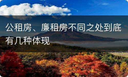 公租房、廉租房不同之处到底有几种体现