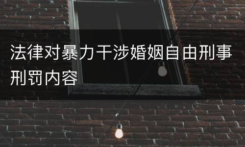 法律对暴力干涉婚姻自由刑事刑罚内容