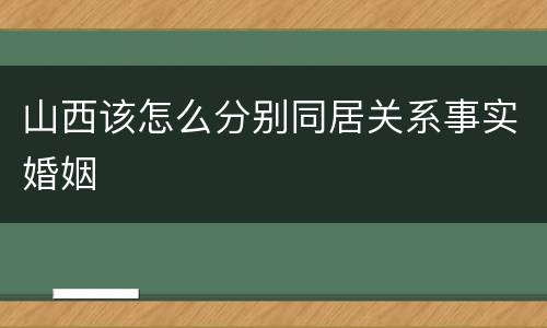 山西该怎么分别同居关系事实婚姻