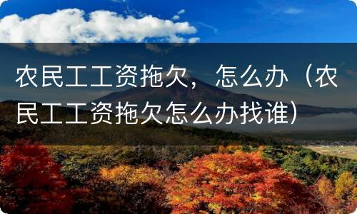 农民工工资拖欠，怎么办（农民工工资拖欠怎么办找谁）