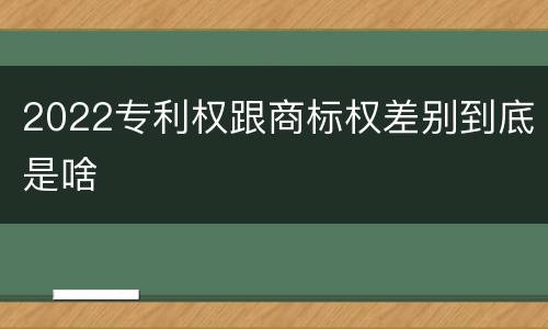 2022专利权跟商标权差别到底是啥