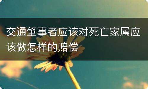 交通肇事者应该对死亡家属应该做怎样的赔偿