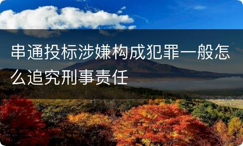 串通投标涉嫌构成犯罪一般怎么追究刑事责任