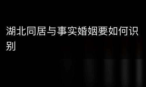 湖北同居与事实婚姻要如何识别