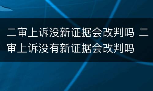 二审上诉没新证据会改判吗 二审上诉没有新证据会改判吗