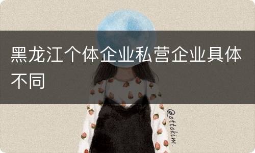 黑龙江个体企业私营企业具体不同