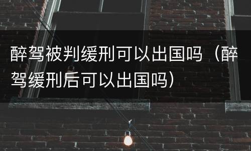 醉驾被判缓刑可以出国吗（醉驾缓刑后可以出国吗）