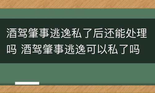 酒驾肇事逃逸私了后还能处理吗 酒驾肇事逃逸可以私了吗
