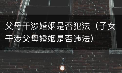 父母干涉婚姻是否犯法（子女干涉父母婚姻是否违法）