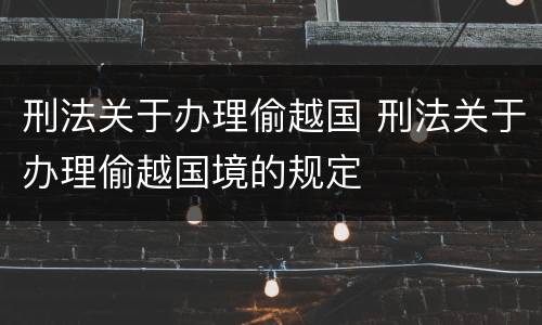 刑法关于办理偷越国 刑法关于办理偷越国境的规定