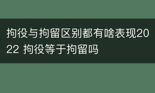 拘役与拘留区别都有啥表现2022 拘役等于拘留吗
