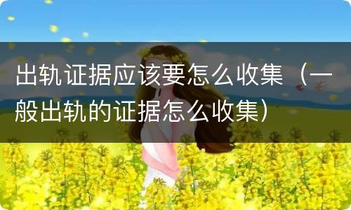 出轨证据应该要怎么收集（一般出轨的证据怎么收集）