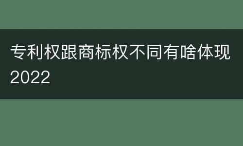 专利权跟商标权不同有啥体现2022