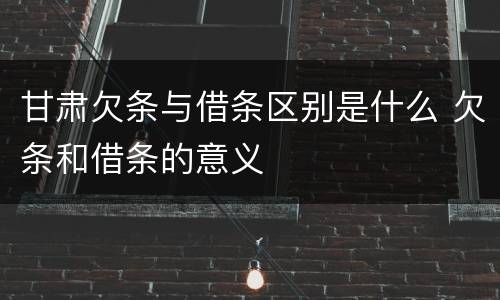 甘肃欠条与借条区别是什么 欠条和借条的意义