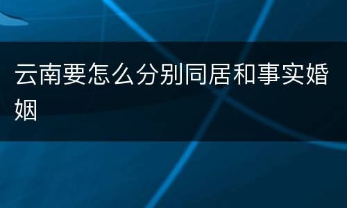 云南要怎么分别同居和事实婚姻