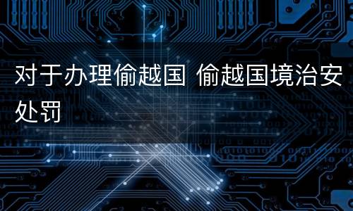 对于办理偷越国 偷越国境治安处罚