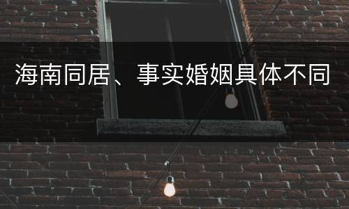海南同居、事实婚姻具体不同