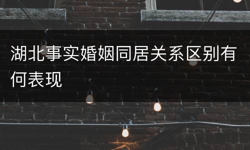 湖北事实婚姻同居关系区别有何表现