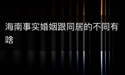 海南事实婚姻跟同居的不同有啥
