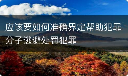 应该要如何准确界定帮助犯罪分子逃避处罚犯罪