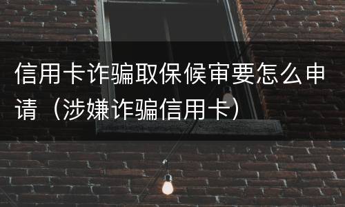 信用卡诈骗取保候审要怎么申请（涉嫌诈骗信用卡）