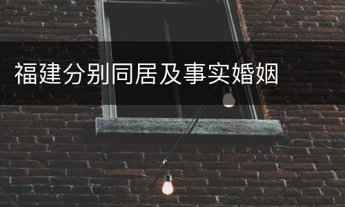福建分别同居及事实婚姻