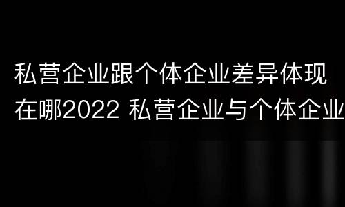私营企业跟个体企业差异体现在哪2022 私营企业与个体企业的区别