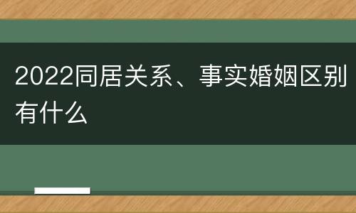 2022同居关系、事实婚姻区别有什么