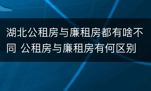 湖北公租房与廉租房都有啥不同 公租房与廉租房有何区别