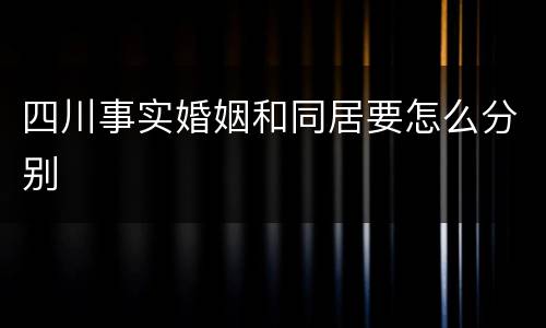四川事实婚姻和同居要怎么分别