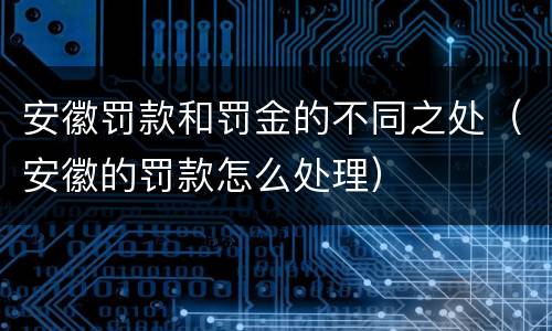 安徽罚款和罚金的不同之处（安徽的罚款怎么处理）