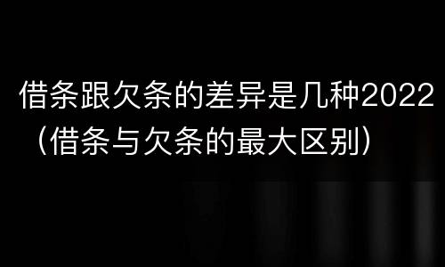 借条跟欠条的差异是几种2022（借条与欠条的最大区别）