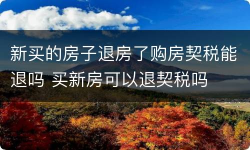 新买的房子退房了购房契税能退吗 买新房可以退契税吗