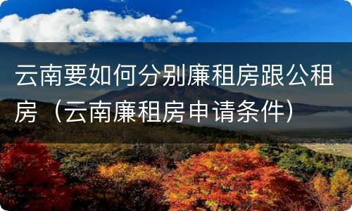 云南要如何分别廉租房跟公租房（云南廉租房申请条件）