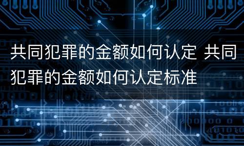 共同犯罪的金额如何认定 共同犯罪的金额如何认定标准