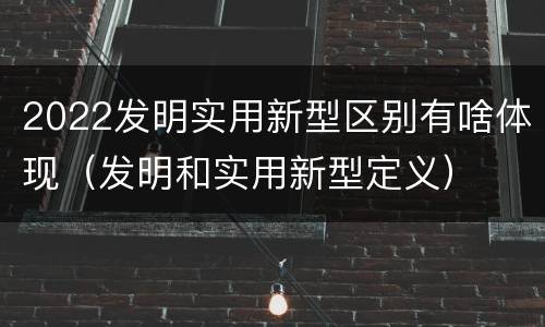 2022发明实用新型区别有啥体现（发明和实用新型定义）