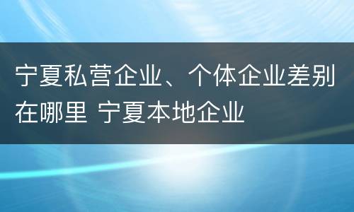 宁夏私营企业、个体企业差别在哪里 宁夏本地企业