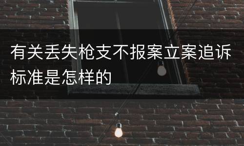 有关丢失枪支不报案立案追诉标准是怎样的