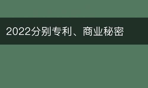 2022分别专利、商业秘密