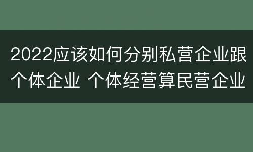 2022应该如何分别私营企业跟个体企业 个体经营算民营企业吗