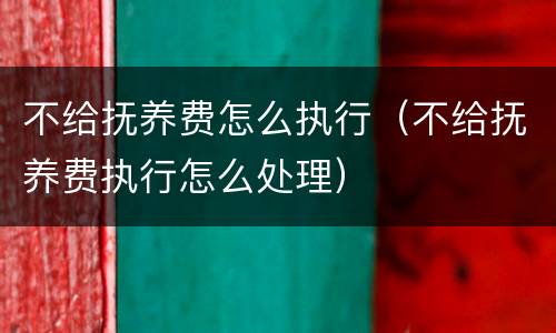 不给抚养费怎么执行（不给抚养费执行怎么处理）