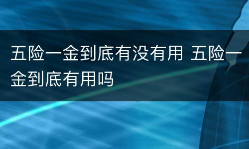 五险一金到底有没有用 五险一金到底有用吗