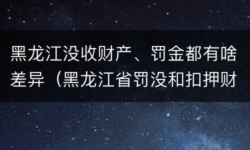 黑龙江没收财产、罚金都有啥差异（黑龙江省罚没和扣押财物管理条例）