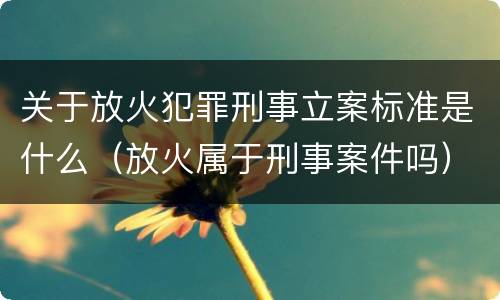 关于放火犯罪刑事立案标准是什么（放火属于刑事案件吗）