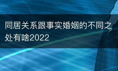 同居关系跟事实婚姻的不同之处有啥2022