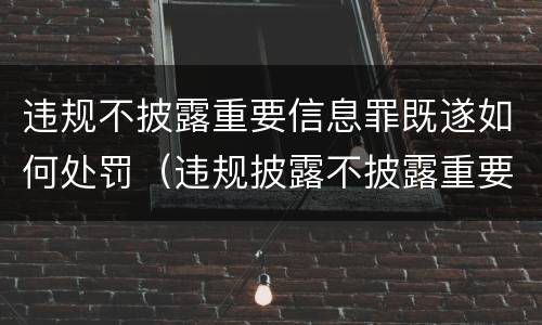 违规不披露重要信息罪既遂如何处罚（违规披露不披露重要信息罪 主体）